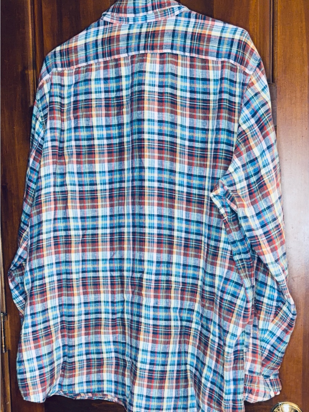 L.L. Bean Multicolor Plaid Button-Down Shirt — Blue, Red, White
